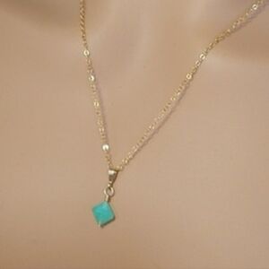 1/20 Gold Filled Minimalist Green Chalcedony Necklace Dainty Pendant 18”